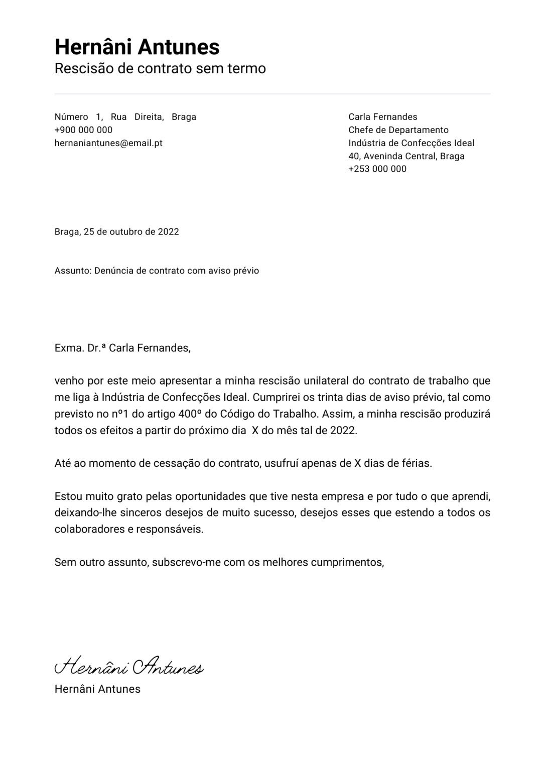 Seis exemplos de carta de despedimento guia das profiss es