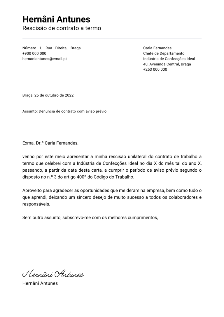 Seis exemplos de carta de despedimento guia das profiss es