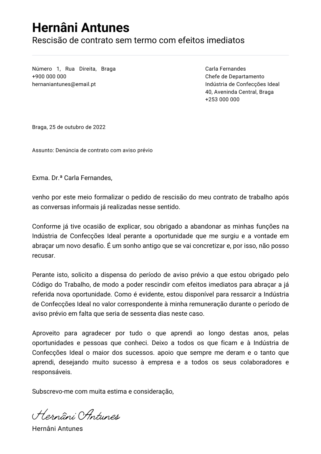 Seis exemplos de carta de despedimento guia das profiss es