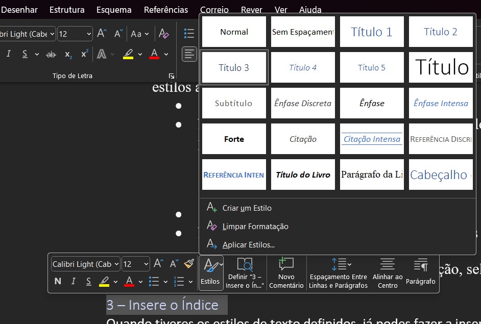 aplicar estilo de texto no word