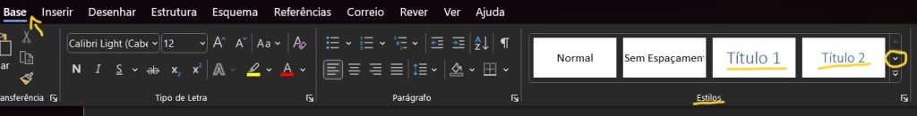 Atribuir estilos de texto no word