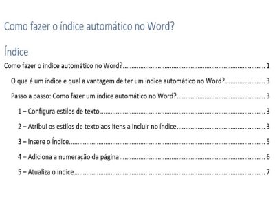 como fazer o índice automático no word